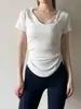 Roupa de Yoga Feminina 2026 Nova Manga Curta Decote V Secagem Rápida Ajuste Slim Corrida Fitness Pilates Treinamento Top Camiseta Esportiva