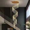 Iluminación Colgante Aerodinámica Ultralarga para Techos Altos, Dúplex, Zona de Escaleras de Caracol, Apartamento Grande, Accesorio de Iluminación Principal de Lujo Sencillo No