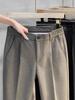 Pantalones de Lana Estilo Coreano para Hombre Primavera y Otoño Rectos Cortos Slim-fit de Gama Alta Adelgazantes Pantalones Casuales de Negocios para Hombre