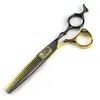 Tesoura de Cabeleireiro Personalizada Estilo Leopardo Preto e Dourado de 6,0 polegadas, Tesoura de Corte de Cabelo, Tesoura Reta, Tesoura para Franja