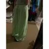 Calça de Pijama Casual Listrada Verde Fresca de Verão para Mulheres, Nova Tamanho Grande Solta Confortável Roupa de Casa Calças Longas de Perna Larga