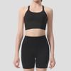 Conjunto Fitness Esportivo Cinto de Corrida Bolso Shorts Roupa Íntima com Bojo Costas Cruzadas à Prova de Choque Sutiã Colete de Yoga