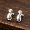 Pendientes de gato de plata de ley 925, modernos y lindos, pendientes de diseño exquisito y simple estilo coreano para mujer