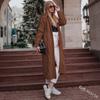 Exportación Transfronteriza Nuevo Wish Otoño e Invierno Color Puro con Capucha Cárdigan Largo Tejido de Punto Tejido de Punto Trenzado para Mujer
