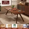 Mesa y Sillas de Comedor de Madera Maciza 2025 Nueva Mesa de Comedor Hogareña Apartamento Pequeño Rectangular Estilo Tronco Color Madera Cerezo Mesa Pequeña de Comedor