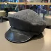 Boina octogonal vintage de estilo británico para mujer para otoño e invierno, con visera de piel sintética, hace que la cara se vea más pequeña, elegante, casual, boina de artista versátil