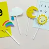 Color Globo Aerostático Niños Estrellas Cara Sonriente Nubes Escena Arcoíris Pastel de Cumpleaños Tarjeta Enchufable Mesa de Postres Enchufable