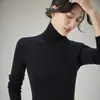 48 Peças Fio Yangtze Shimadzu Sem Costura 100% Lã Gola Meia Alta Lã Fina Feminina Cor Sólida Malha Fina Camada de Base