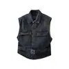 Chaleco de mezclilla estilo retro americano para hombre, chaqueta sin mangas moderna y versátil para primavera y otoño, chaleco casual para hombre