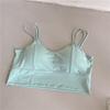 Ropa interior de verano para estudiantes, nueva, de seda de hielo, con espalda descubierta y almohadilla para el pecho, con fruncido en el pecho, top de tubo para niña