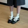 Versión de Piel de Oveja~Zapatos Mary Jane de Suela Gruesa Estilo Deportivo, Zapatos Casuales con Bloques de Color para Mujer, Puntera Redonda Versátiles Retro con Cordones Zapatos de Entrenamiento Alemanes