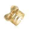 Anillo de lazo de oro de 18 quilates bañado en cobre con diseño de personalidad de moda Aogu, anillo exagerado con nicho de diseño femenino