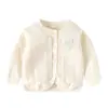Bordado de renda de borboleta pequeno, leve, cardigã de bebê 100% algodão, qualidade Classe A, camisa de verão com proteção contra ar condicionado para crianças, cardigã de tricô doce para meninas
