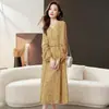 Vestido largo de gasa floral estilo francés, nuevo modelo de primavera y otoño 2026 para mujer, entallado a la cintura, adelgazante, elegante y sofisticado