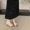 Sandalias Chuyuji de tacón grueso estilo francés sin cierres para mujer, adecuadas para uso exterior, nuevo modelo de verano 2026, elegantes y frescas para combinar con faldas