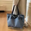 Bolso de Lona Grande con Letras para Mujer Otoño Nuevo Moda Coreana Bolso Tote de Hombro para Salir Bolso Bandolera Bolso de Compras