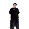 Traje casual a rayas estilo americano para hombre, conjunto de ropa deportiva retro juvenil de verano moderno para exteriores