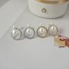 Brincos Elegantes de Círculo de Diamantes com Agulha de Prata S925, Brincos Franceses Doces com Pérola Natural, Brincos Distintivos de Luxo Leve Avançado