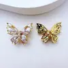 Cuentas Espaciadoras de Mariposa de Circonita Microincrustada Chapadas en Cobre con Cuatro Agujeros y Agujero Pasante Accesorios para Pulseras, Collares, Joyería DIY