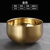 Cuenco de arroz vintage de acero inoxidable 304, cuenco infantil de doble capa color dorado anti-quemaduras, cuenco de sopa para restaurante, cuenco de cocina con acabado envejecido, cuenco para comer