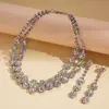 Conjunto de Duas Peças de Corrente para Clavícula de Flor Redonda com Cravação de Diamantes Estilo Europeu e Americano, Colar Vintage Exquisito Versátil de Luxo Leve de Alta Qualidade para Mulheres