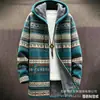 Cárdigan con capucha y cremallera suelto para hombre, chaqueta de algodón con estampado a todo color, elementos de estilo bohemio nuevos transfronterizos, para imagen DIY