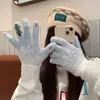 Guantes de Mujer Invierno Nuevos Dedos Expuestos Engrosados Cálidos Lindos Estudiante A Prueba de Frío Tacto de Lana Guantes de Árbol de Navidad