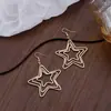 Pendientes de Gancho Geométricos Huecos Exagerados Europeos y Americanos Transfronterizos, Pendientes de Personalidad de Estrella de Cinco Puntas y Mariposa Multicapa Simples
