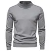 Suéter Gola Alta Liso Masculino Outono/Inverno 2025 Tricô Masculino Camisa Base Verde Militar