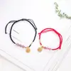 Pulsera de Cuerda Tejida con Amuleto de la Fortuna de Cristal de Fresa para Mujer, Diseño de Nicho Estilo Ins, Joyería Dulce con Personaje de la Fortuna para Mejores Amigas