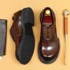 Zapatos de Cuero Business Casual para Hombre, Zapatos Oxford Pulidos Retro de Piel Genuina, Punta Redonda Talla Grande Zapatos para Hombre, Zapatos de Hombre para Otoño e Invierno