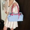 Vintage Denim Grande Capacidade Bolsa Feminina 2025 Nova Moda Bolsa de Axila Casual Coreia do Sul Bolsa