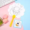 Abanico de papel en blanco para hacer tú mismo, con dibujos de colores, para pintar, con patrón, de cartón blanco, al por mayor