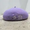 Novo Boina de Lã Bordada com Flores Chapéu de Pintor para Mulheres Outono e Inverno Chapéu Bordado de Broto Chapéu de Lã Chapéu de Broto