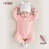 Enterizo para bebé recién nacido, ropa cálida para bebé, conjunto de una pieza para niñas, pijama sin costuras, diseño de dibujos animados, traje de gateo para bebé de nuevo estilo, manga larga