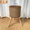 Estante para Flores de Mimbre para Sala de Estar Balcón, Soporte para Macetas de Interior de Bambú y Mimbre, Estante Cesta para Flores Plantas de Pie Simple, Arte de Mimbre Hecho a Mano