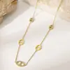 Collar transfronterizo de acero de titanio con nariz de cerdo y diamantes completos, colgante clásico de doble letra D de acero inoxidable bañado en oro de 18k, cadena de clavícula de moda