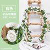 Decoración de arco de boda de ratán de rosa de simulación, paisajismo comercial con enredaderas que cubren la pared, flores artificiales al por mayor