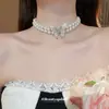 Collar de Cadena para el Cuello de Mariposa de Perlas de Doble Capa Francés Moda Estilo de Entrada de Lujo Cadena para la Clavícula Collar Nuevo Joyería para Mujer Sentido de Alta Gama