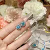 Camellia Estética Geométrica Europea y Americana Anillo Abierto en Forma de Corazón Aguamarina Set de Collares para Mujer de Lujo Ligero Diseño Francés