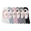 Meias de Pilates Meia Barco com Cinco Dedos Meias de Yoga para Mulheres Antiderrapante Silicone Calcanhar Antiderrapante Esportes de Fitness Indoor Meias de Renda