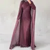Outono de 2025 Novo Design de Moda Europeu e Americano Transfronteiriço Amazon Mulheres Vestido Longo de Cor Sólida com Ajuste na Cintura