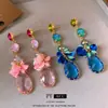 Borlas Florales de ColoresAretes colgantes con borla de lágrima tachonada de diamantes, un toque de lujo y sofisticación, aretes elegantes y a la moda para mujer