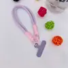 Lanyard para Funda de Teléfono Móvil Corta de Color Claro Todo-partido Color Macarrón Correa de Muñeca Duradera con Clip para Mujeres