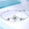 Pulsera de Trébol de la Suerte de Plata S925 para Mujer Pulsera Coreana con Incrustaciones de Diamantes que Combina con Todo Pulsera de Plata Esterlina de la Suerte Regalo de San Valentín para Novias