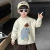 Suéter Infantil Redondo com Estampa de Floco de Neve e Coelho Outono/Inverno 2026 Novo Estilo Unissex Kids Versátil Malha Camada Base Top