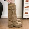 Botas Altas de Plataforma para Mujer 2026 Nuevas Primavera Otoño Casual Pequeñas Retro Hebilla Suela Gruesa Hace que las Piernas Parezcan Más Largas Botas de Jinete