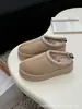 Botas de Nieve Henan Sangpo Suela Gruesa Estilo Étnico Tazz Botas de Nieve de Lana Estilo Nuevo Altura de una Pierna Botas de Cuero Genuino para Mujer