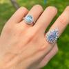 Anillo de Plata de Ley S925 Color Azul Marino para Mujer Diamante de Alto Carbono Zafiro Circonita Zirconia Imitación Topacio Huevo de Paloma Anillo