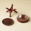 Accesorios de Flor de Porcelana para Uso Doméstico, Soporte de Madera Maciza de Alta Gama para Interiores, Trípode Tallado a Mano, Base de Adorno Vintage Estilo Chino con Forma de Bola